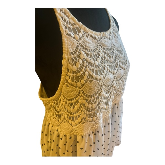 Abercrombie & Fitch Blue & White Polka Dot Lace Boho Crochet Tank Top — Size M - Picture 4 of 8